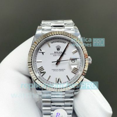 8+ Factory Replica Rolex Day-Date 40mm White Dial Gain Weight Swiss 3255 Watch 